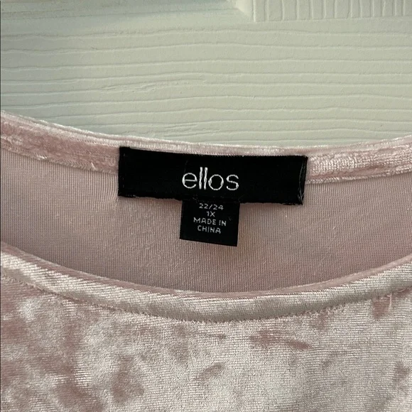 Ellos Blush Velvet Short Sleeve Top - Picture 2 of 5